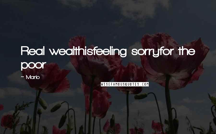 Mario Quotes: Real wealthisfeeling sorryfor the poor