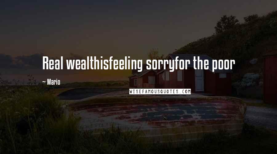 Mario Quotes: Real wealthisfeeling sorryfor the poor
