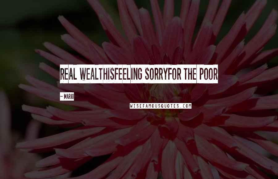 Mario Quotes: Real wealthisfeeling sorryfor the poor