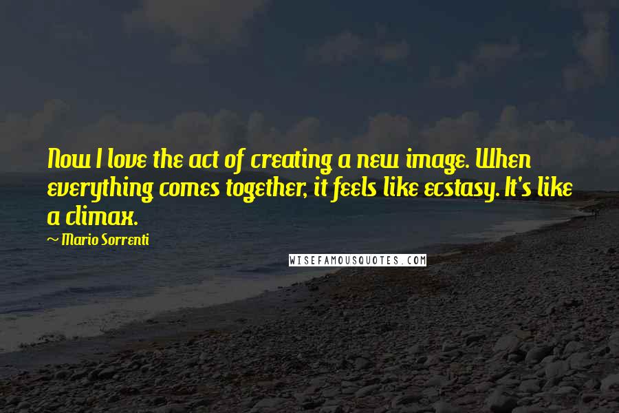 Mario Sorrenti Quotes: Now I love the act of creating a new image. When everything comes together, it feels like ecstasy. It's like a climax.