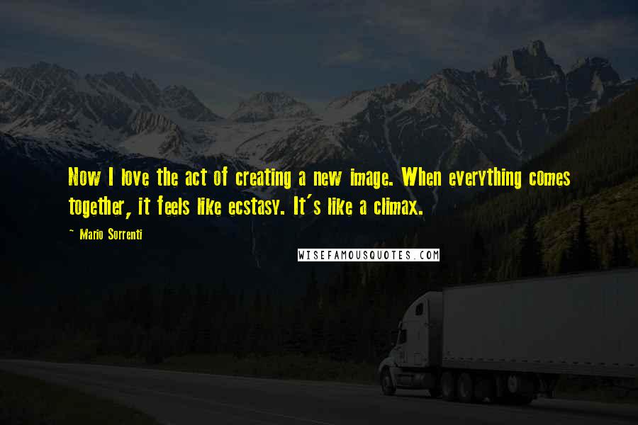 Mario Sorrenti Quotes: Now I love the act of creating a new image. When everything comes together, it feels like ecstasy. It's like a climax.