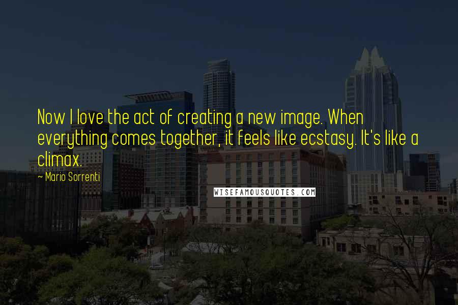 Mario Sorrenti Quotes: Now I love the act of creating a new image. When everything comes together, it feels like ecstasy. It's like a climax.