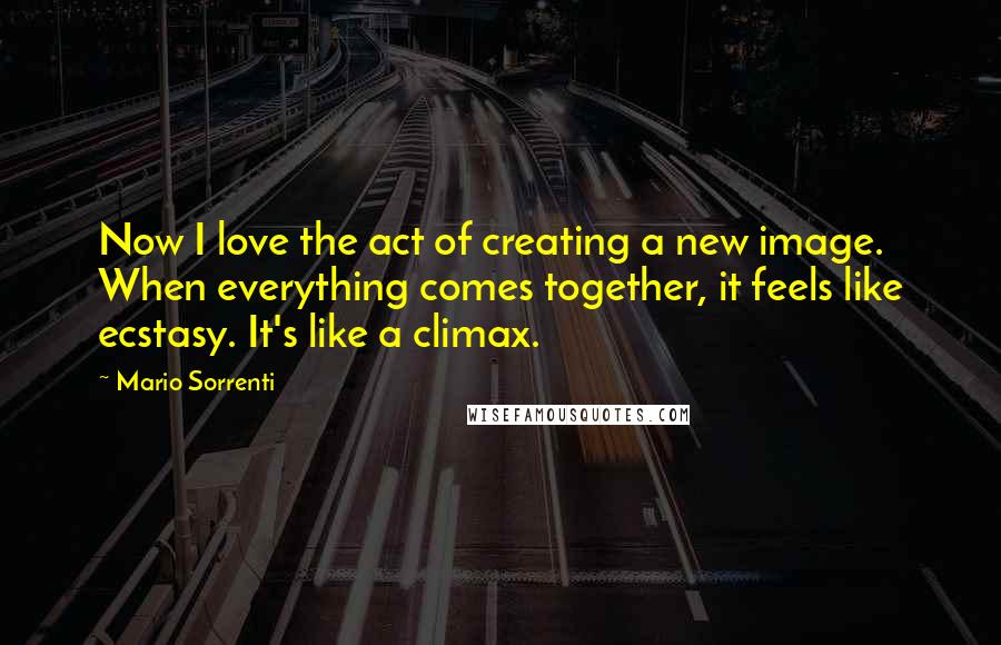 Mario Sorrenti Quotes: Now I love the act of creating a new image. When everything comes together, it feels like ecstasy. It's like a climax.