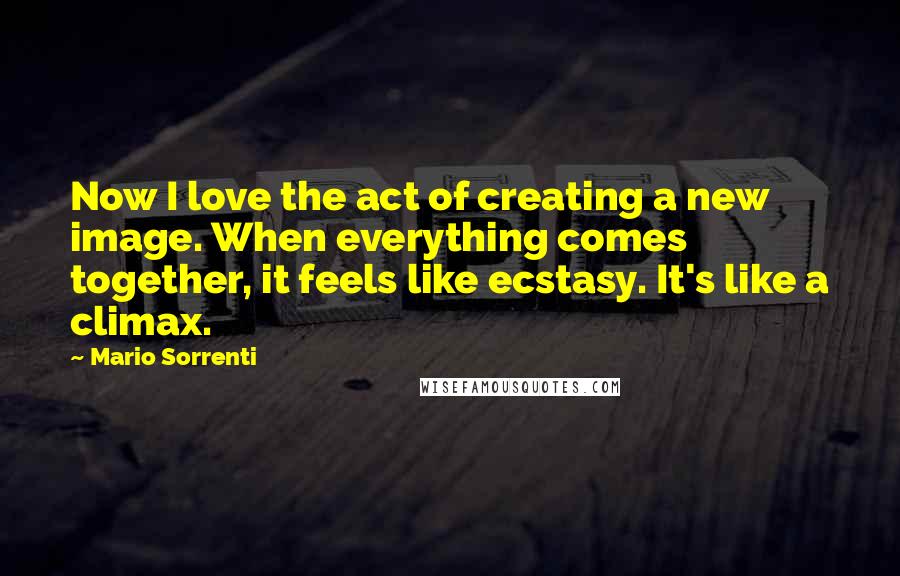 Mario Sorrenti Quotes: Now I love the act of creating a new image. When everything comes together, it feels like ecstasy. It's like a climax.