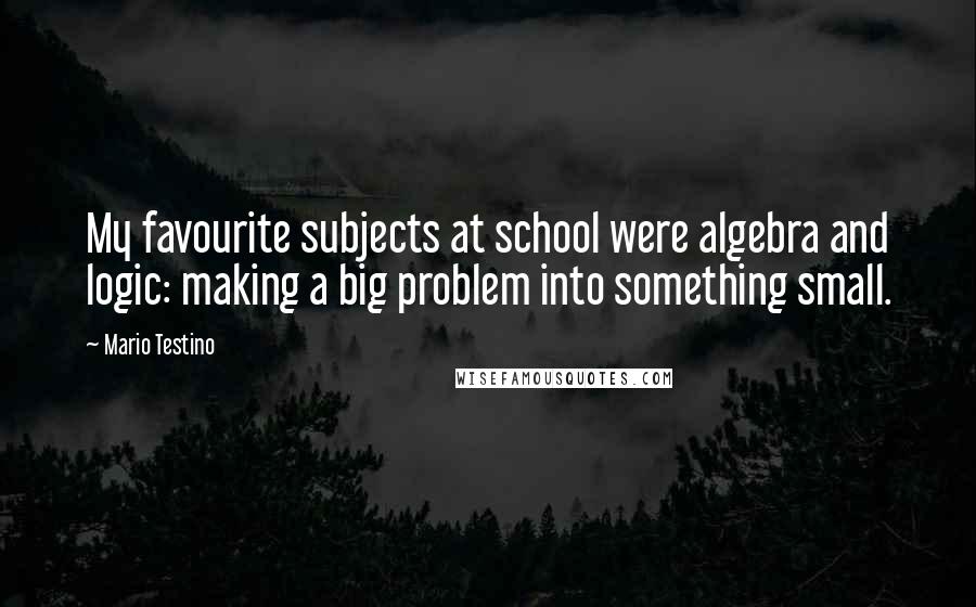 Mario Testino Quotes: My favourite subjects at school were algebra and logic: making a big problem into something small.