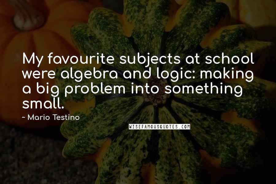 Mario Testino Quotes: My favourite subjects at school were algebra and logic: making a big problem into something small.