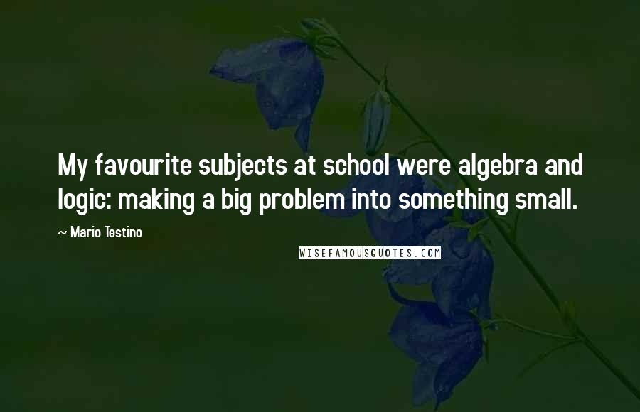 Mario Testino Quotes: My favourite subjects at school were algebra and logic: making a big problem into something small.