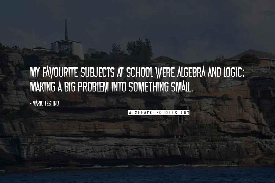 Mario Testino Quotes: My favourite subjects at school were algebra and logic: making a big problem into something small.