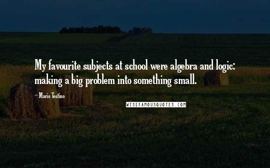 Mario Testino Quotes: My favourite subjects at school were algebra and logic: making a big problem into something small.