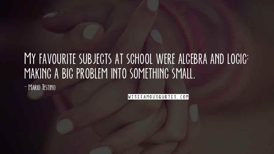 Mario Testino Quotes: My favourite subjects at school were algebra and logic: making a big problem into something small.