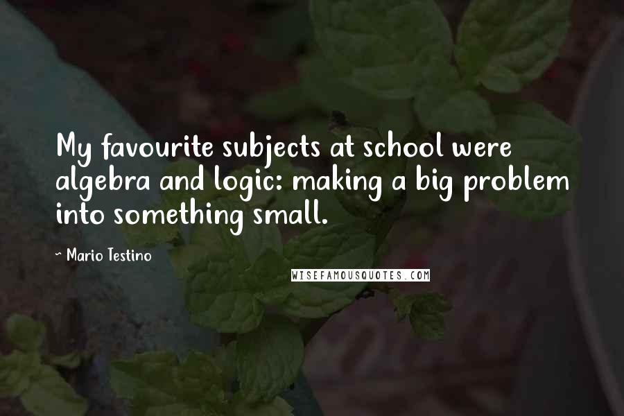 Mario Testino Quotes: My favourite subjects at school were algebra and logic: making a big problem into something small.
