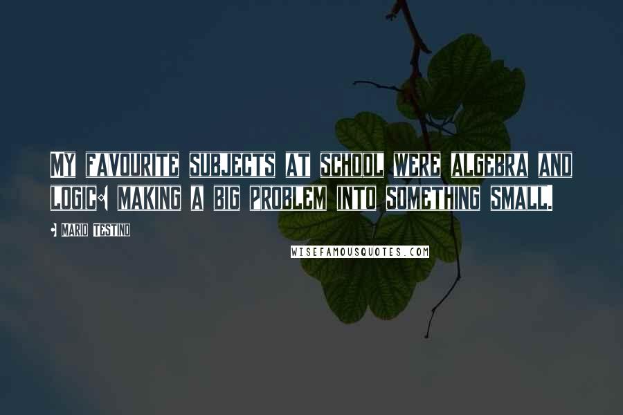 Mario Testino Quotes: My favourite subjects at school were algebra and logic: making a big problem into something small.