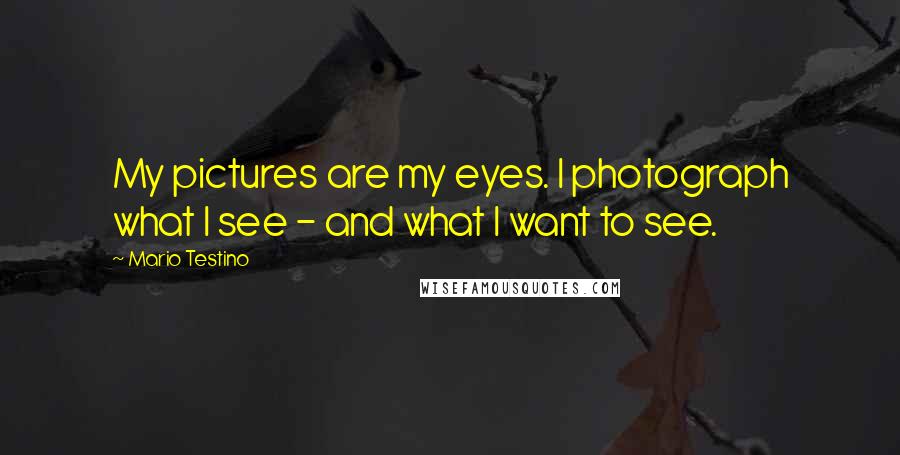 Mario Testino Quotes: My pictures are my eyes. I photograph what I see - and what I want to see.