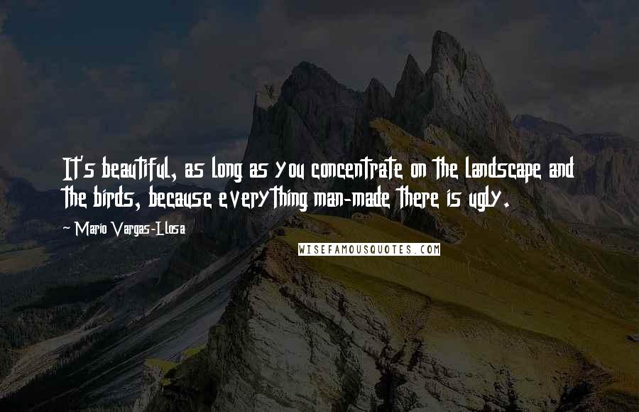 Mario Vargas-Llosa Quotes: It's beautiful, as long as you concentrate on the landscape and the birds, because everything man-made there is ugly.