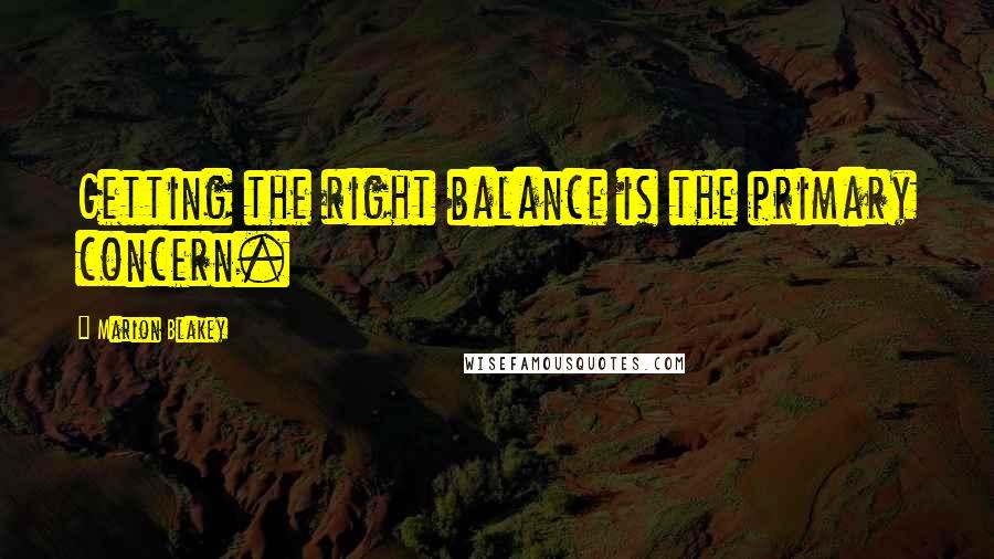 Marion Blakey Quotes: Getting the right balance is the primary concern.