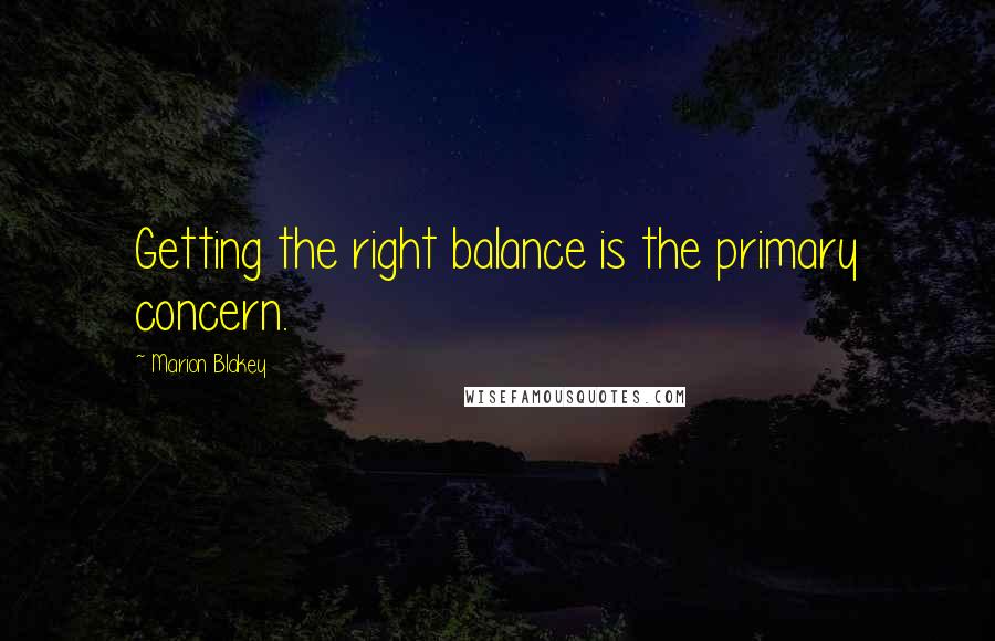 Marion Blakey Quotes: Getting the right balance is the primary concern.