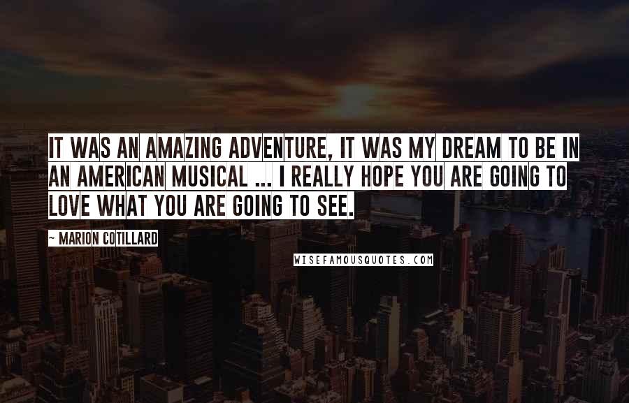 Marion Cotillard Quotes: It was an amazing adventure, it was my dream to be in an American musical ... I really hope you are going to love what you are going to see.