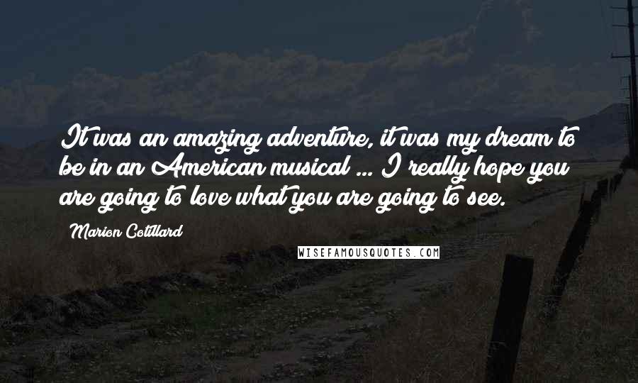 Marion Cotillard Quotes: It was an amazing adventure, it was my dream to be in an American musical ... I really hope you are going to love what you are going to see.