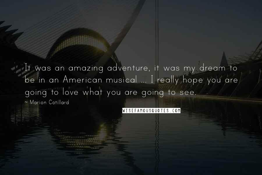 Marion Cotillard Quotes: It was an amazing adventure, it was my dream to be in an American musical ... I really hope you are going to love what you are going to see.