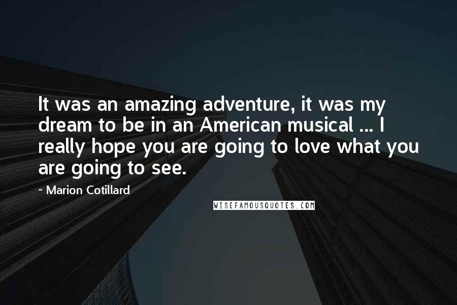 Marion Cotillard Quotes: It was an amazing adventure, it was my dream to be in an American musical ... I really hope you are going to love what you are going to see.