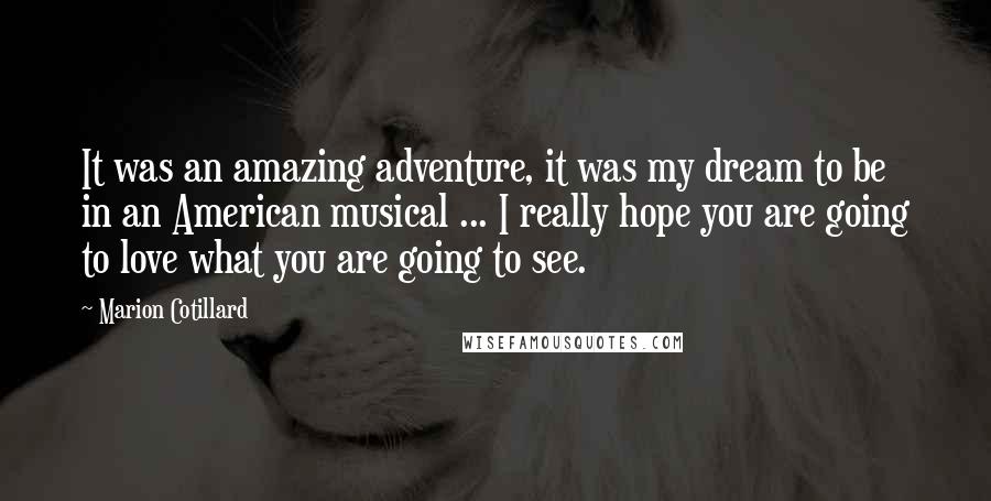 Marion Cotillard Quotes: It was an amazing adventure, it was my dream to be in an American musical ... I really hope you are going to love what you are going to see.