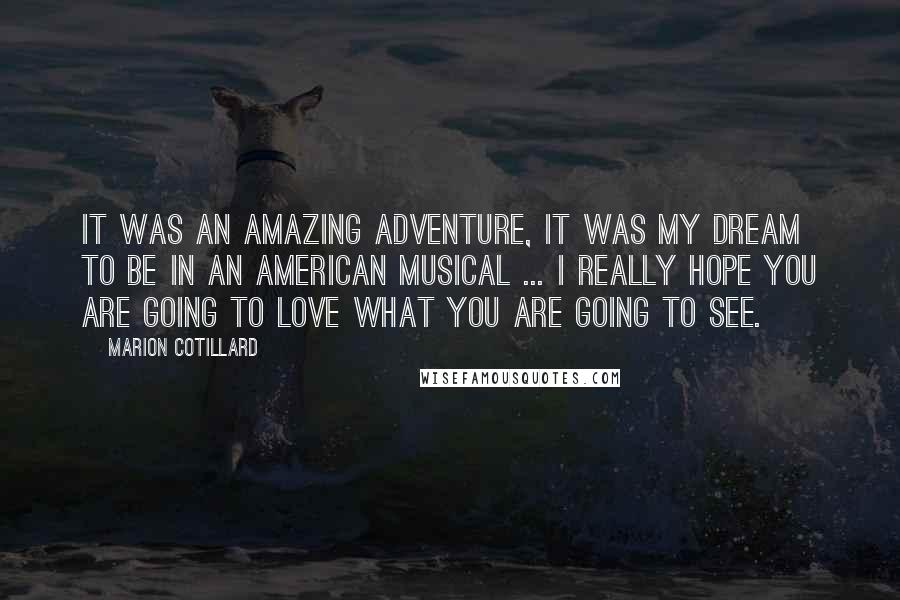 Marion Cotillard Quotes: It was an amazing adventure, it was my dream to be in an American musical ... I really hope you are going to love what you are going to see.