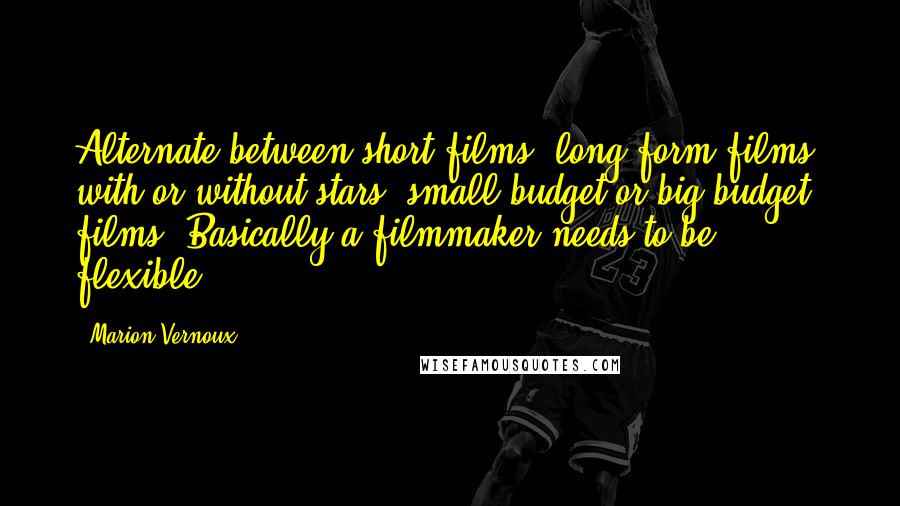 Marion Vernoux Quotes: Alternate between short films, long form films, with or without stars, small budget or big budget films. Basically a filmmaker needs to be flexible.