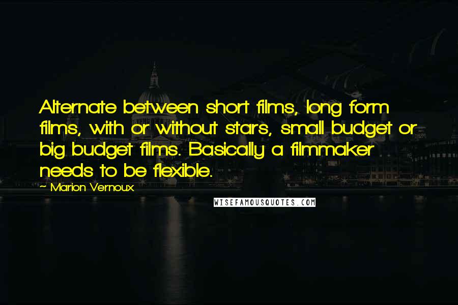 Marion Vernoux Quotes: Alternate between short films, long form films, with or without stars, small budget or big budget films. Basically a filmmaker needs to be flexible.