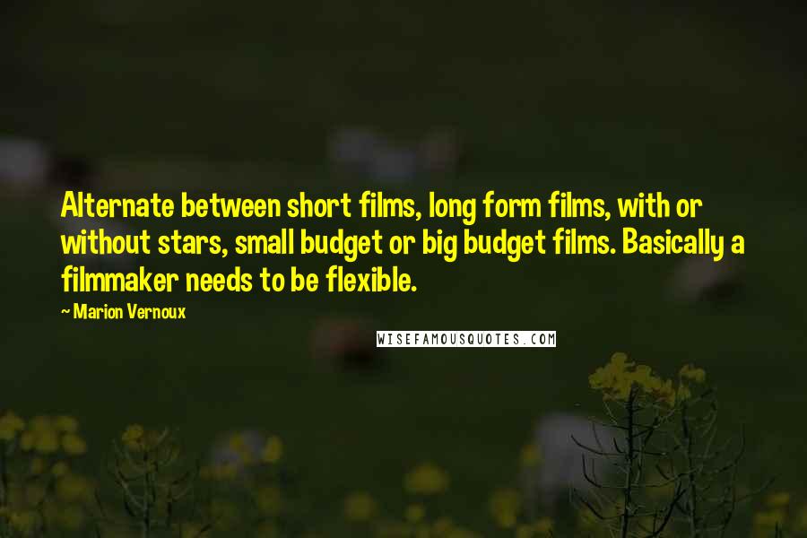 Marion Vernoux Quotes: Alternate between short films, long form films, with or without stars, small budget or big budget films. Basically a filmmaker needs to be flexible.