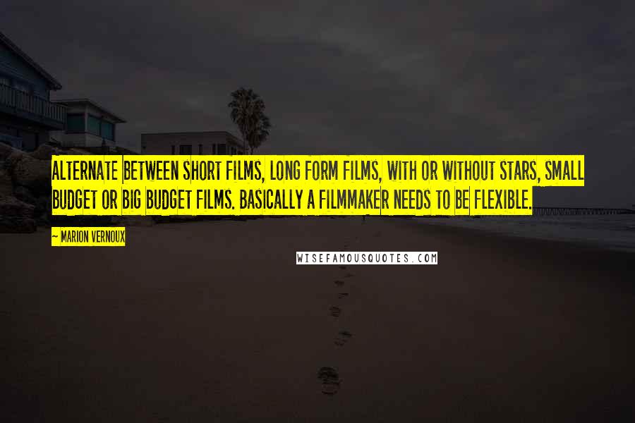 Marion Vernoux Quotes: Alternate between short films, long form films, with or without stars, small budget or big budget films. Basically a filmmaker needs to be flexible.