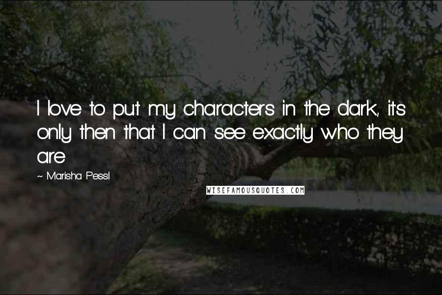 Marisha Pessl Quotes: I love to put my characters in the dark, it's only then that I can see exactly who they are