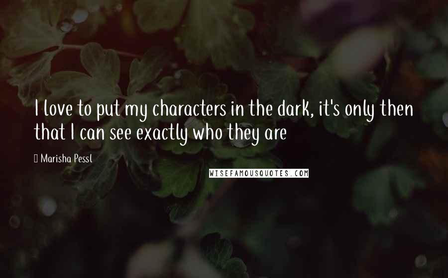 Marisha Pessl Quotes: I love to put my characters in the dark, it's only then that I can see exactly who they are