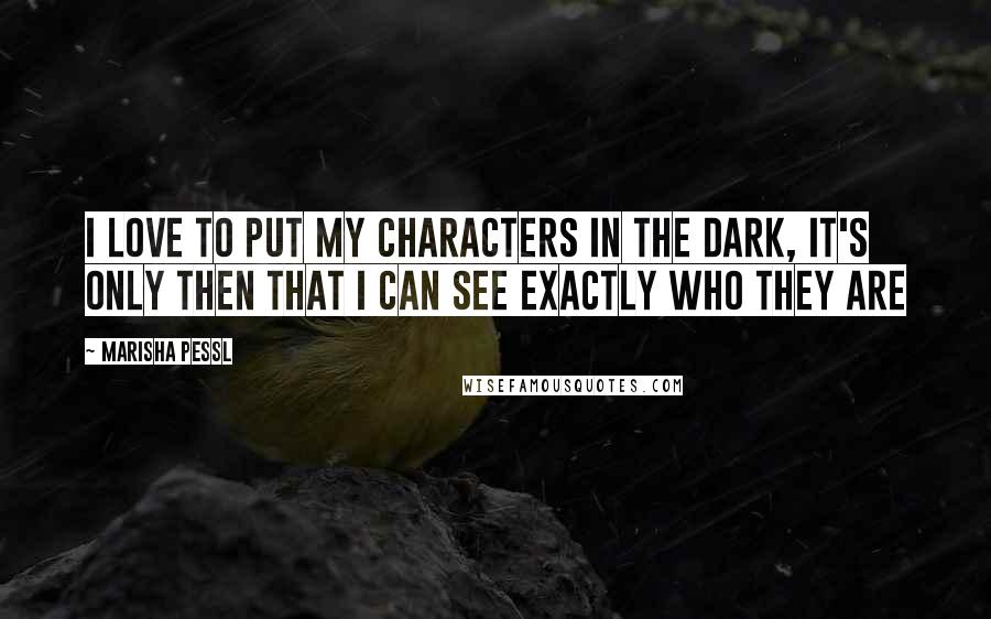 Marisha Pessl Quotes: I love to put my characters in the dark, it's only then that I can see exactly who they are