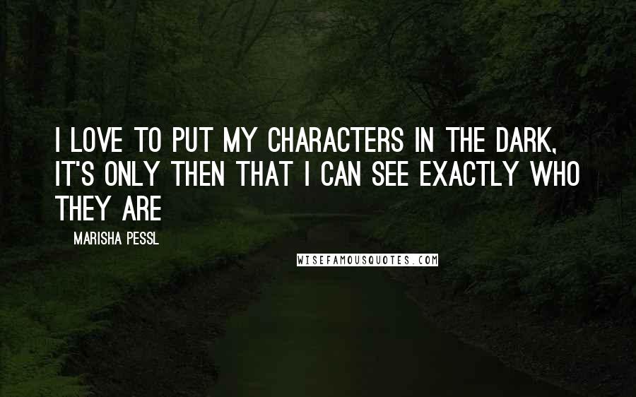 Marisha Pessl Quotes: I love to put my characters in the dark, it's only then that I can see exactly who they are