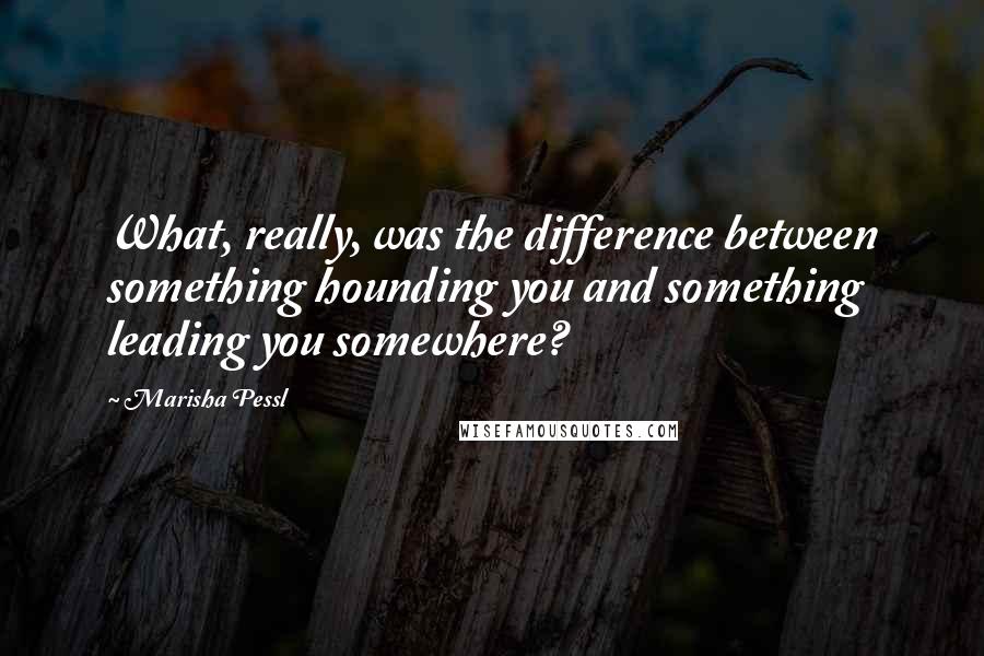 Marisha Pessl Quotes: What, really, was the difference between something hounding you and something leading you somewhere?