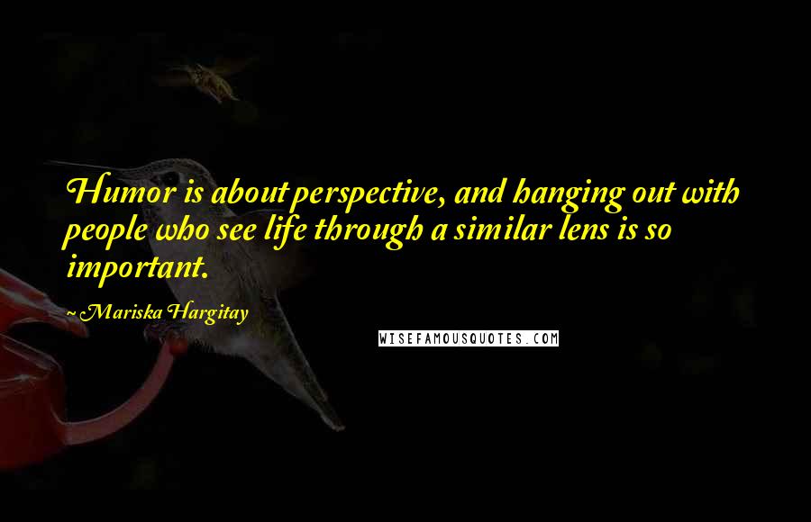 Mariska Hargitay Quotes: Humor is about perspective, and hanging out with people who see life through a similar lens is so important.