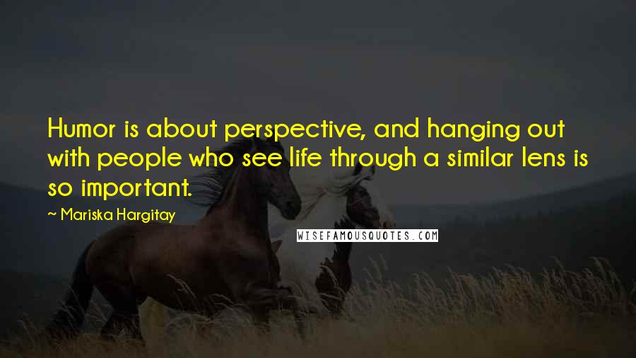 Mariska Hargitay Quotes: Humor is about perspective, and hanging out with people who see life through a similar lens is so important.
