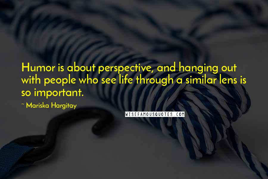 Mariska Hargitay Quotes: Humor is about perspective, and hanging out with people who see life through a similar lens is so important.