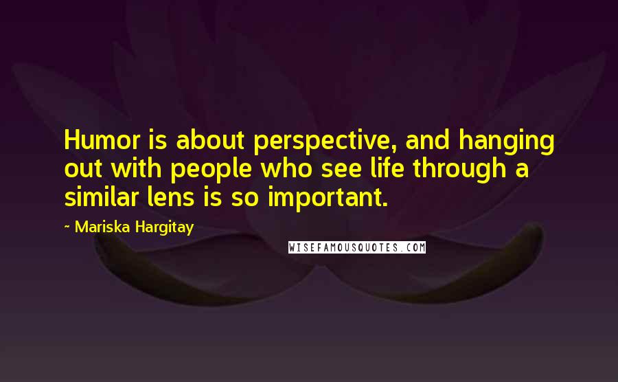 Mariska Hargitay Quotes: Humor is about perspective, and hanging out with people who see life through a similar lens is so important.