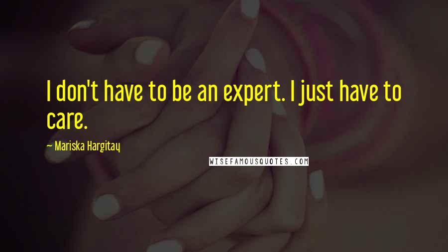 Mariska Hargitay Quotes: I don't have to be an expert. I just have to care.