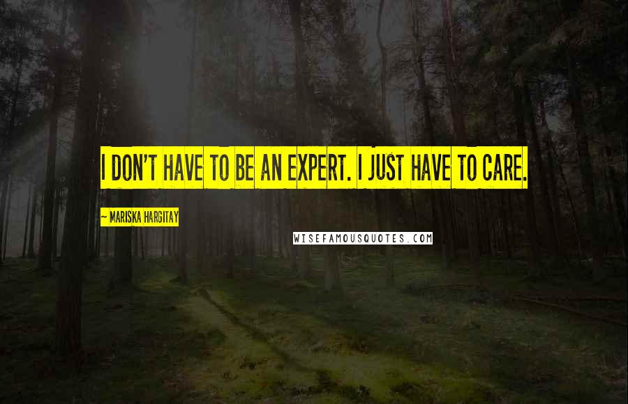 Mariska Hargitay Quotes: I don't have to be an expert. I just have to care.