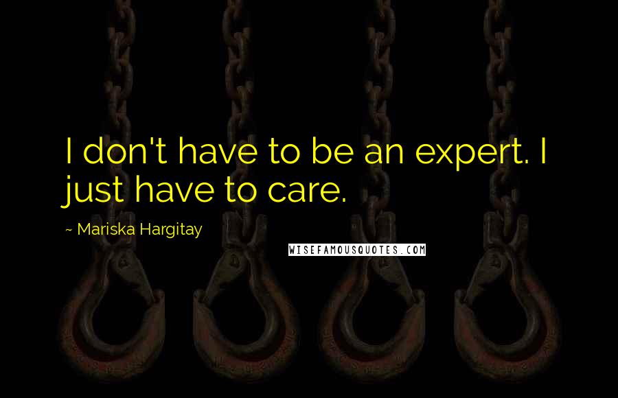 Mariska Hargitay Quotes: I don't have to be an expert. I just have to care.