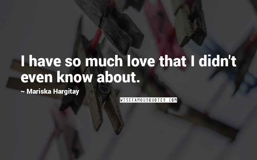 Mariska Hargitay Quotes: I have so much love that I didn't even know about.