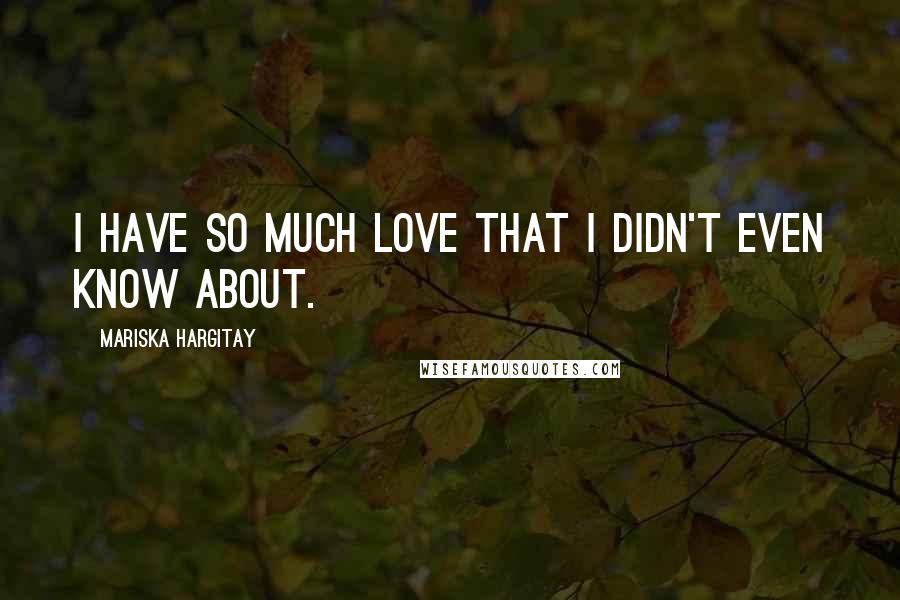 Mariska Hargitay Quotes: I have so much love that I didn't even know about.