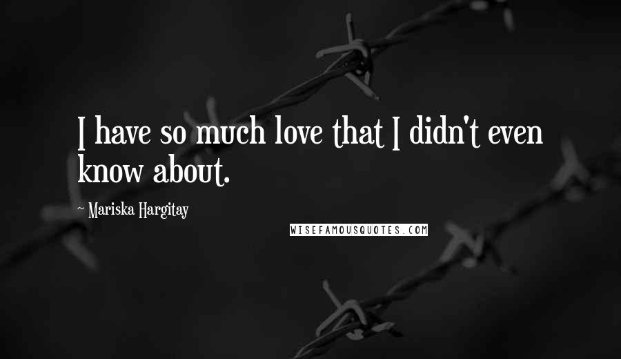 Mariska Hargitay Quotes: I have so much love that I didn't even know about.