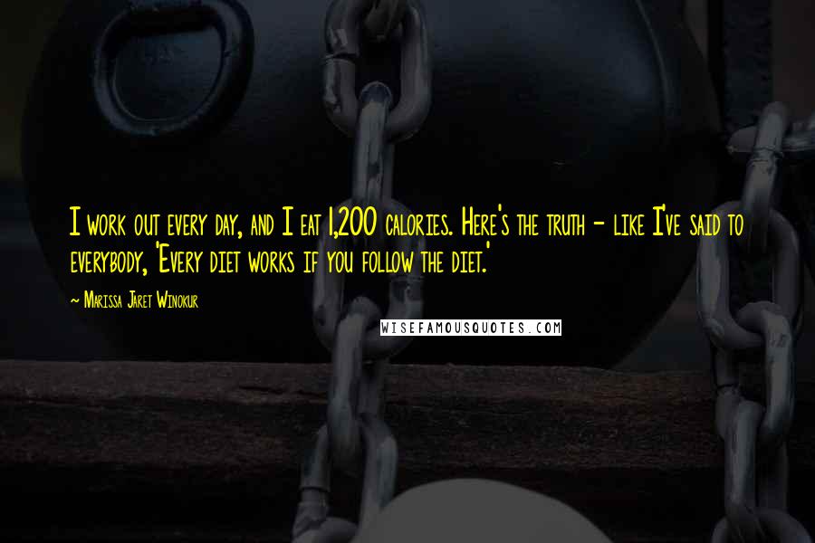 Marissa Jaret Winokur Quotes: I work out every day, and I eat 1,200 calories. Here's the truth - like I've said to everybody, 'Every diet works if you follow the diet.'