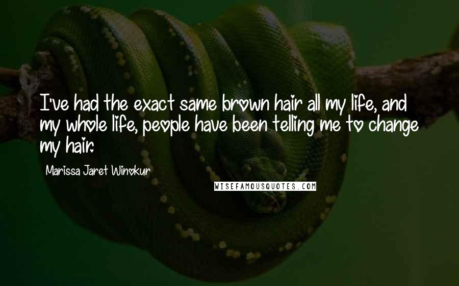 Marissa Jaret Winokur Quotes: I've had the exact same brown hair all my life, and my whole life, people have been telling me to change my hair.