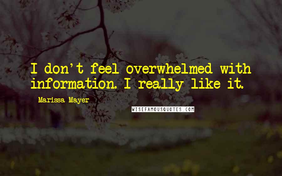 Marissa Mayer Quotes: I don't feel overwhelmed with information. I really like it.