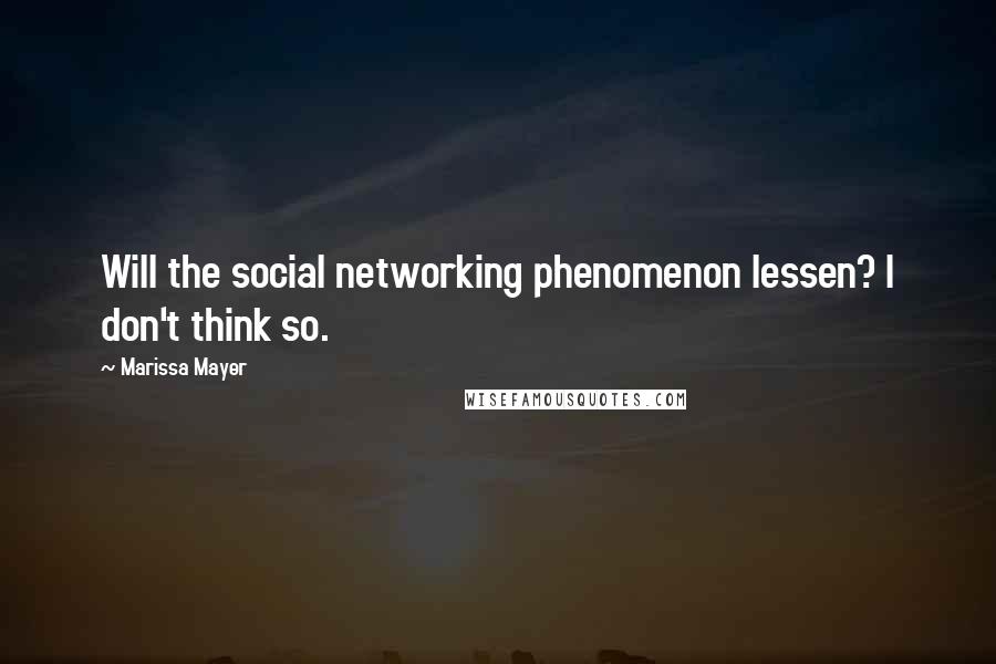 Marissa Mayer Quotes: Will the social networking phenomenon lessen? I don't think so.