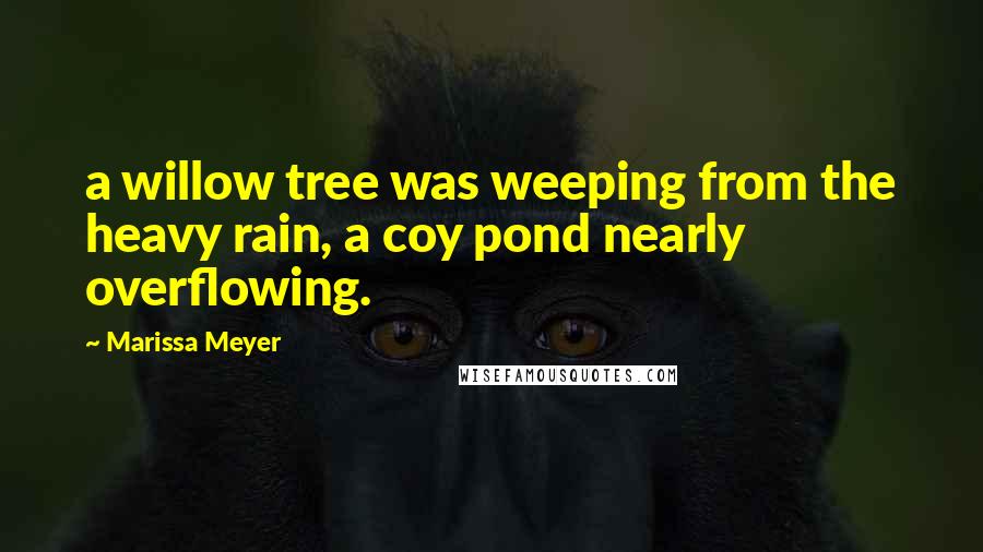 Marissa Meyer Quotes: a willow tree was weeping from the heavy rain, a coy pond nearly overflowing.